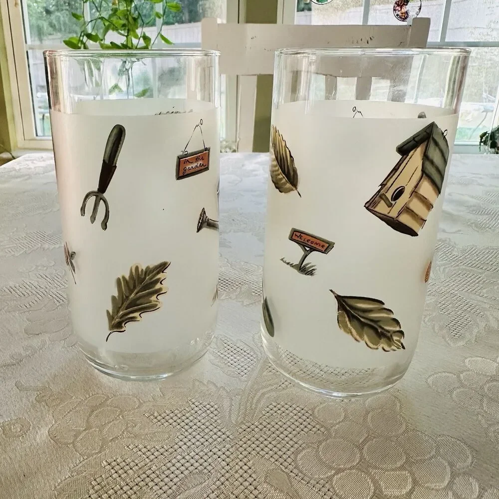 VTG Libbey Pfaltzgraff Naturewood 7pc Glassware Mug Lot Cruet Shaker Pristine